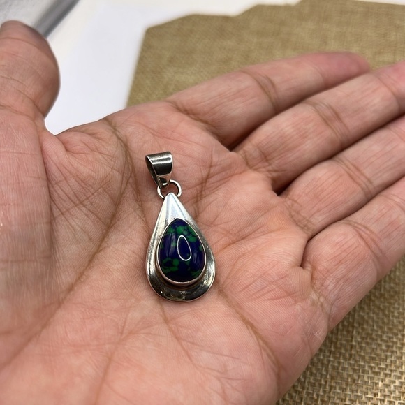 Vintage Native American Azure and Malachite Pendant 925 MJ - Picture 5 of 9